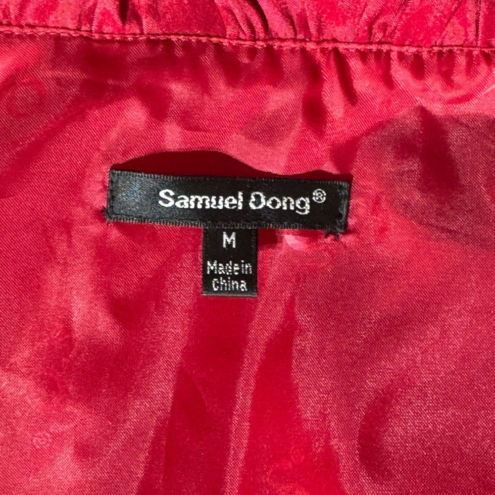 Red Samuel Dong Ruffle Collar Double Breasted Jacket Size Medium - Picture 5 of 7